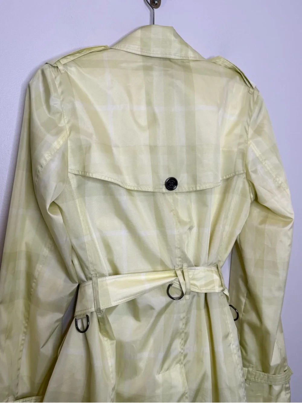 Burberry Brit Check Belted Trench Coat Pale Yellow US 8 / UK 10 - Picture 10 of 13